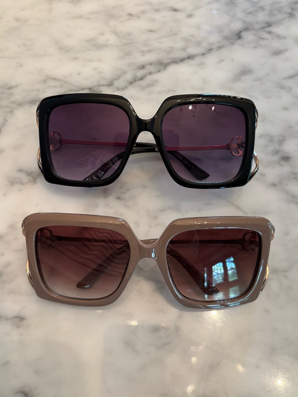 Aldo oversized sunnies 2 pairs black and taupe